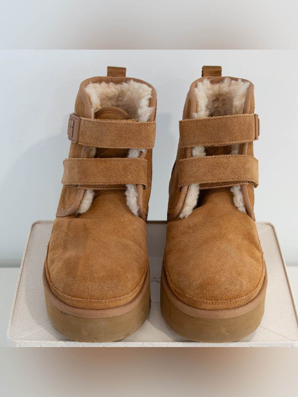 UGG Neumel Platform Strap Boots Chestnut Suede | Size 6 | GUC - Picture 2 of 8